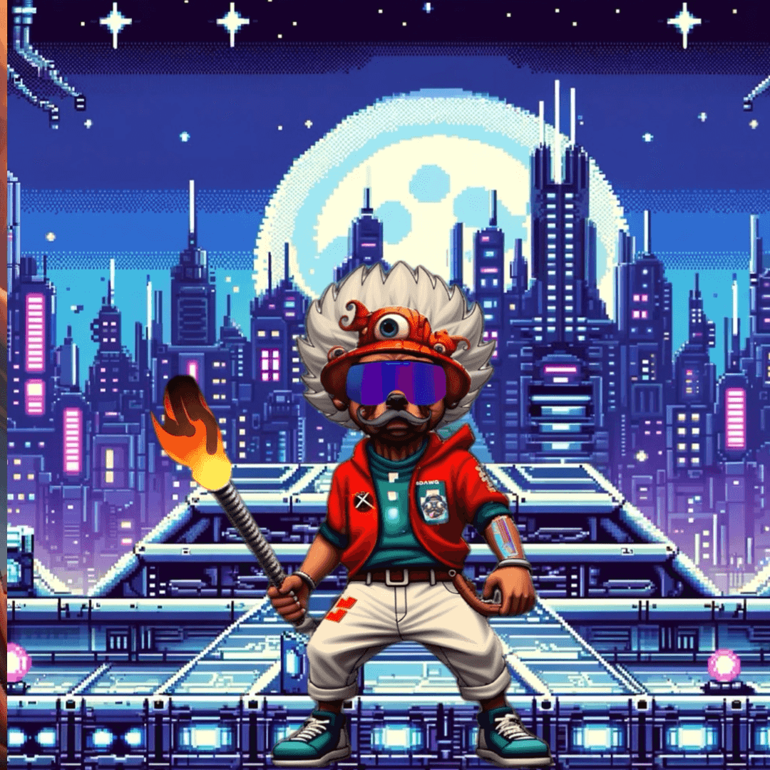 Jobu V1 Founder #100 — Cyber City background