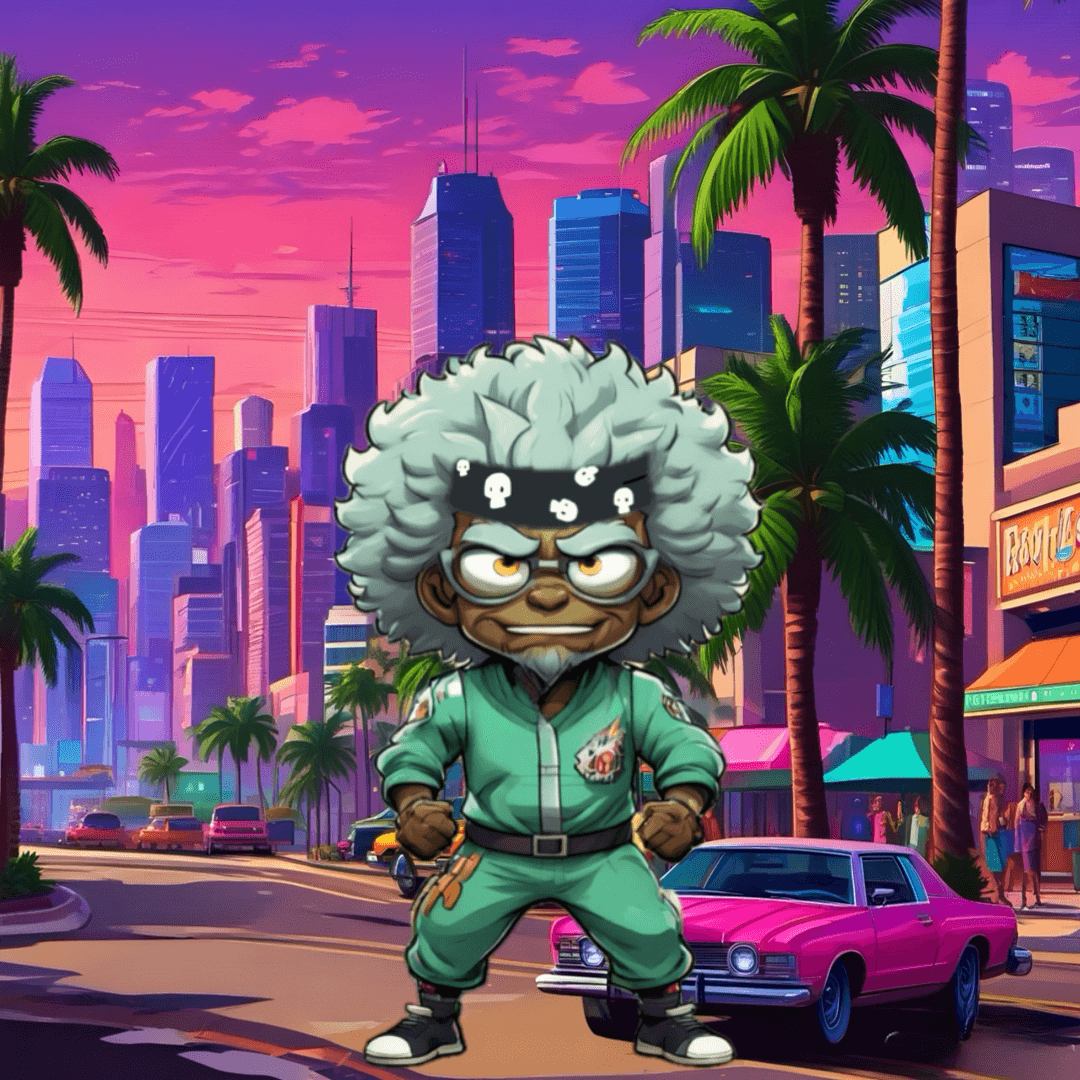 Jobu V1 Founder #108 — Miami Sunset background