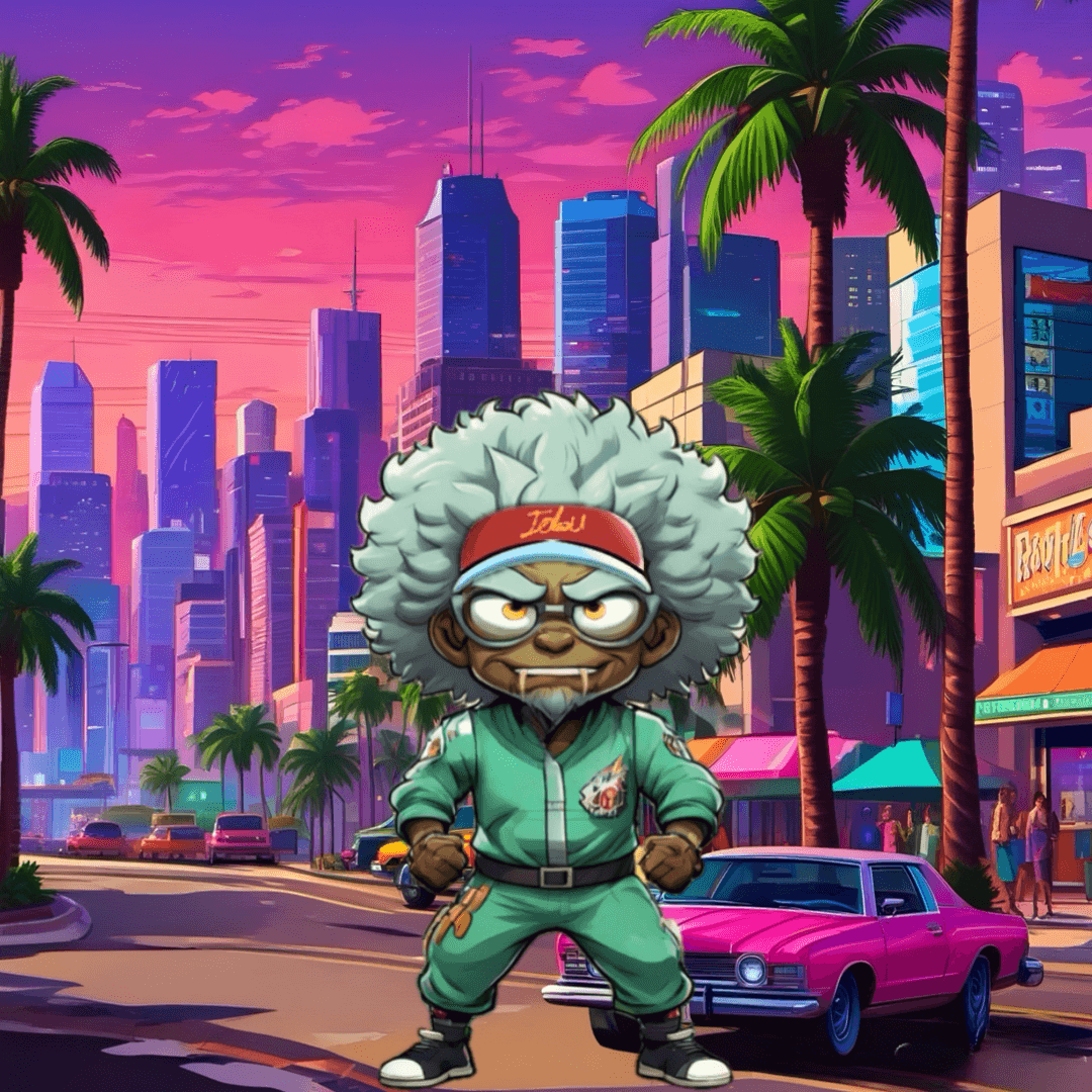 Jobu V1 Founder #109 — Miami Sunset background