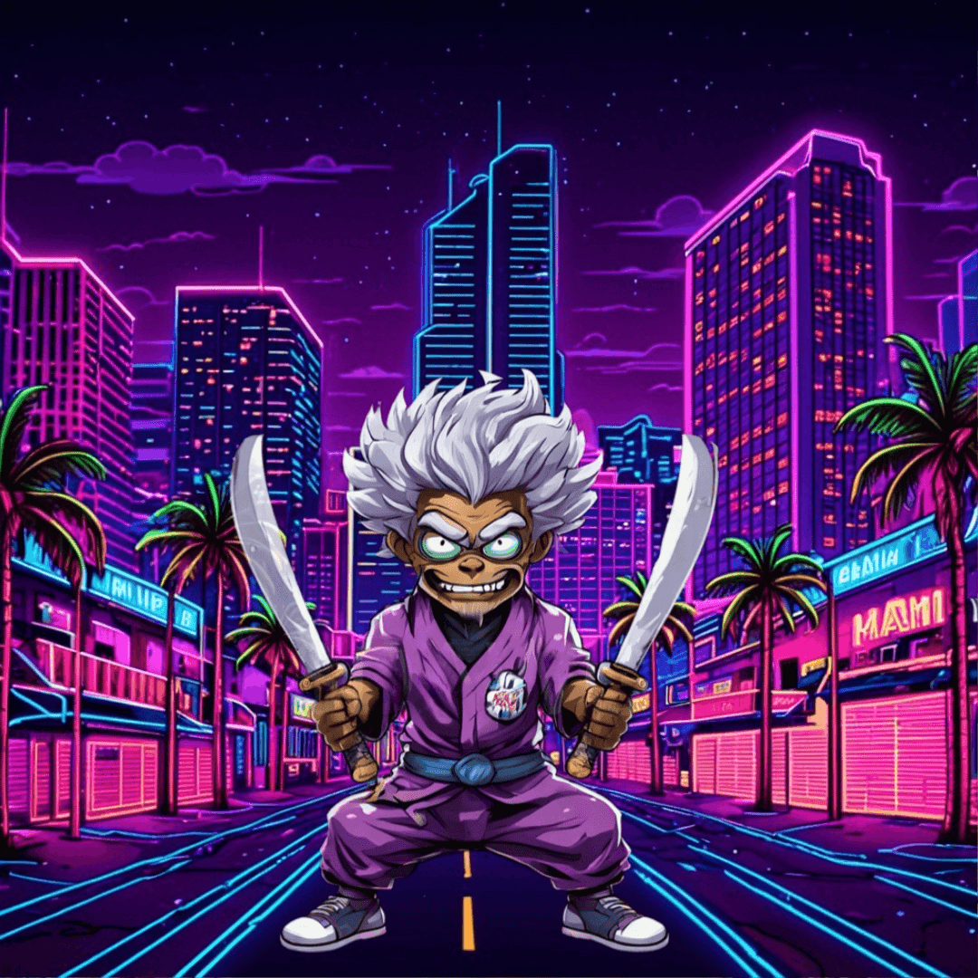 Jobu V1 Founder #032 — Miami Synthwave background