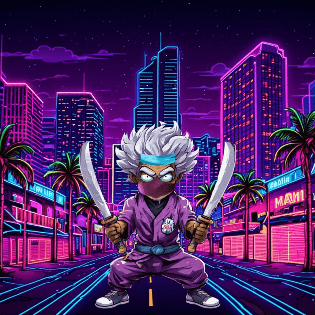 Jobu V1 Founder #033 — Miami Synthwave background