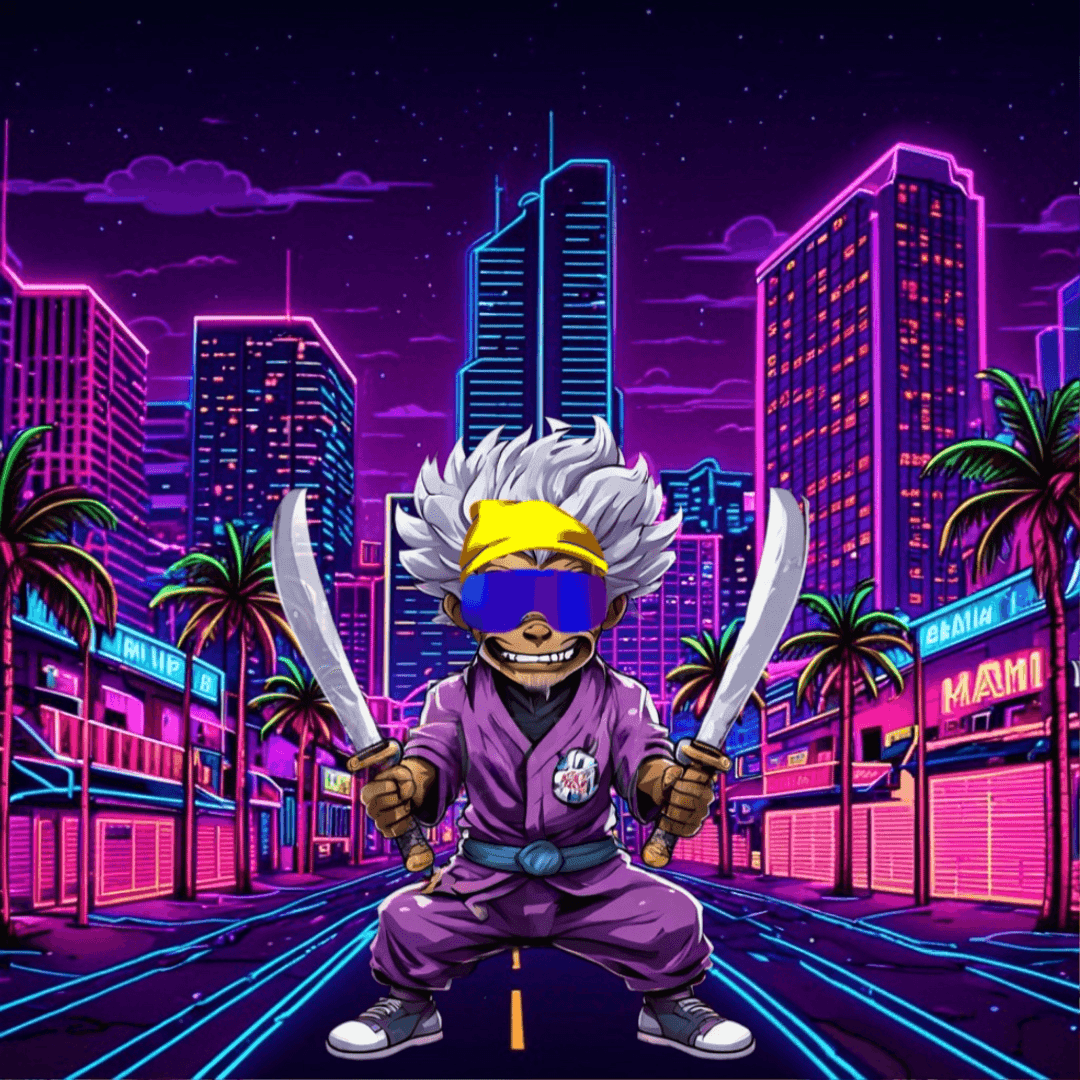 Jobu V1 Founder #034 — Miami Synthwave background