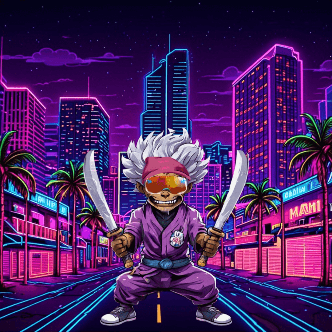 Jobu V1 Founder #035 — Miami Synthwave background