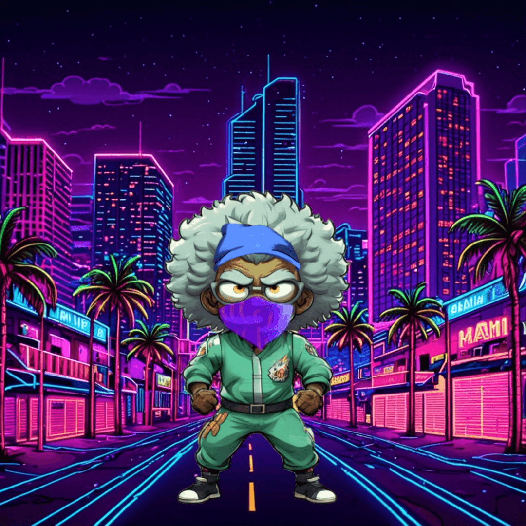 Jobu V1 Founder #037 — Miami Synthwave background