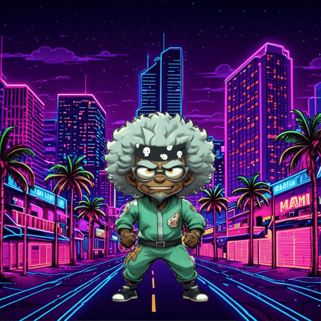 Jobu V1 Founder #038 — Miami Synthwave background