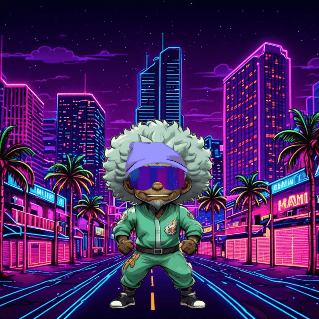 Jobu V1 Founder #039 — Miami Synthwave background