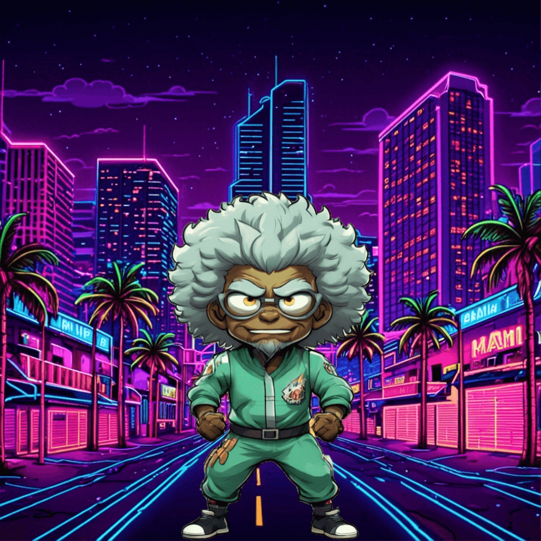 Jobu V1 Founder #066 — Miami Synthwave background