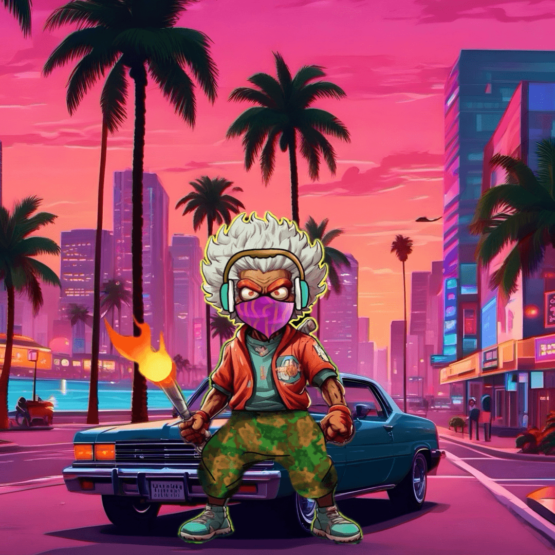 Jobu V1 Founder #068 — Miami Sunset background