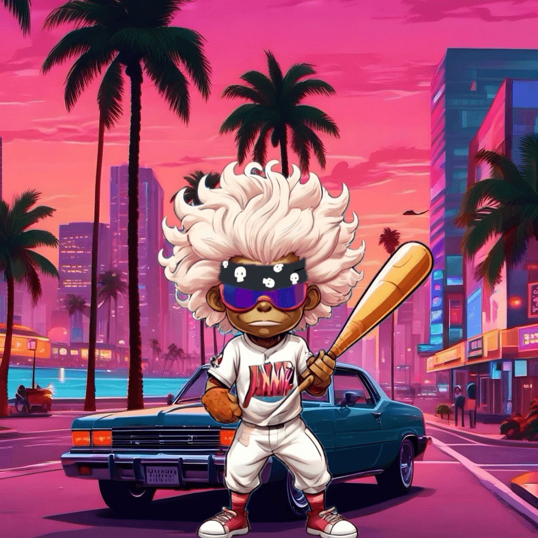 Jobu V1 Founder #077 — Miami Sunset background