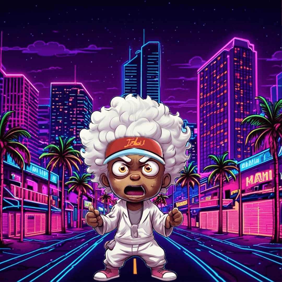Jobu V1 Founder #083 — Miami Synthwave background