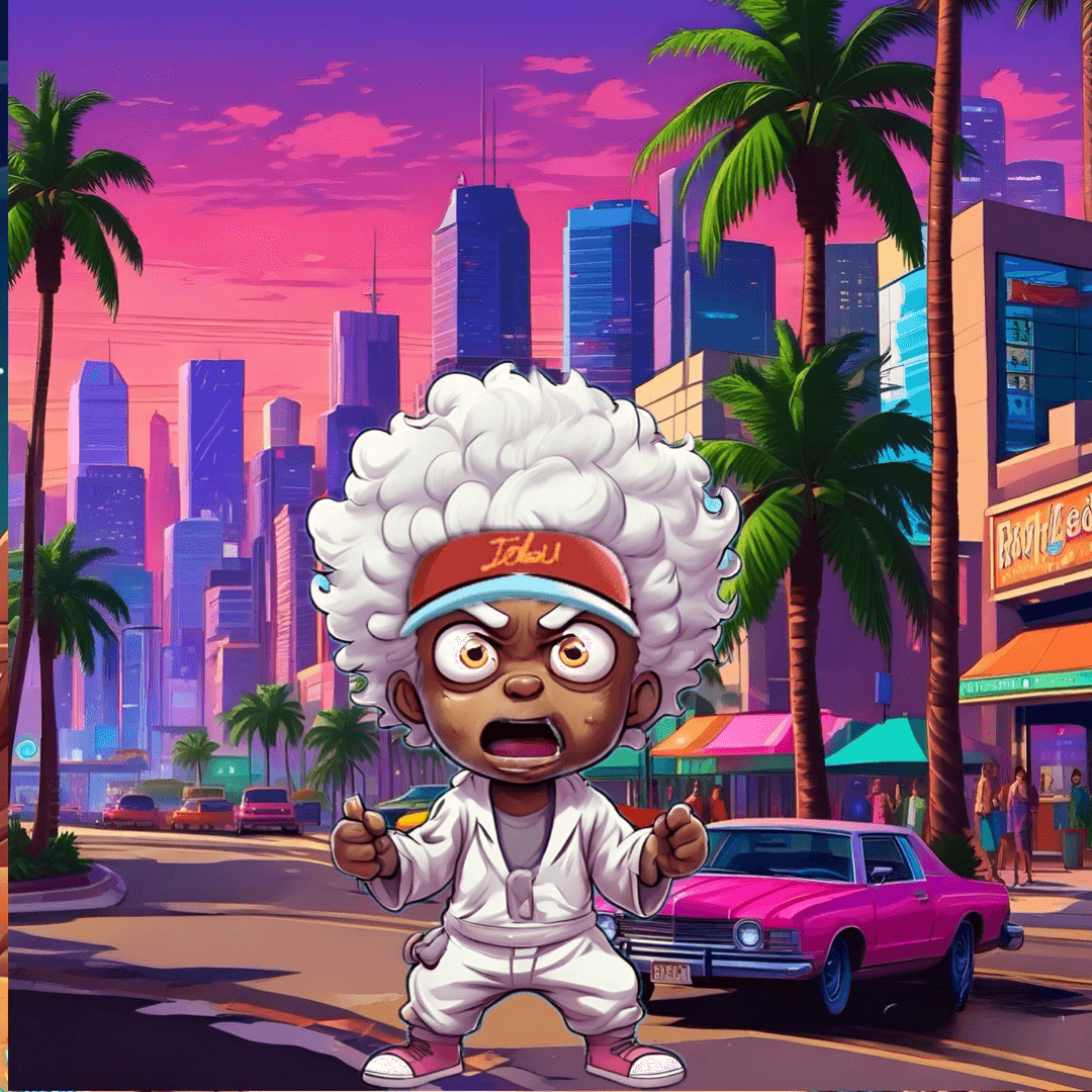 Jobu V1 Founder #085 — Miami Sunset background