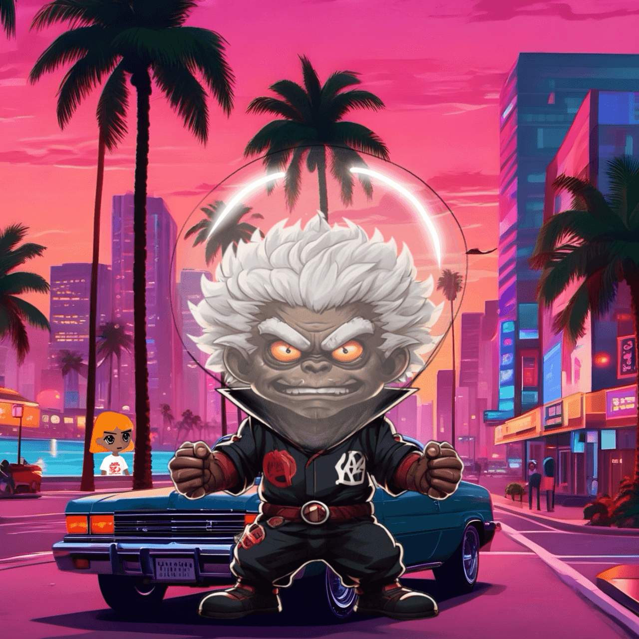 Jobu V1 Founder #097 — Miami Sunset background